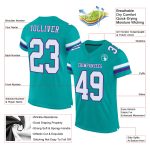 Personalized Football Jersey in Aqua White and Purple Mesh for Kids Age 4 Personalized Aqua White-Purple Mesh Football Jersey