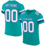 Personalized Football Jersey in Aqua White and Purple Mesh for Kids Age 4 Personalized Aqua White-Purple Mesh Football Jersey
