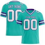Personalized Football Jersey Aqua White Purple Mesh for Kids Size 5 Personalized Aqua White-Purple Mesh Football Jersey 5