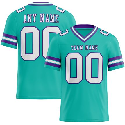 Personalized Football Jersey Aqua White Purple Mesh for Kids Size 5 Personalized Aqua White-Purple Mesh Football Jersey 5