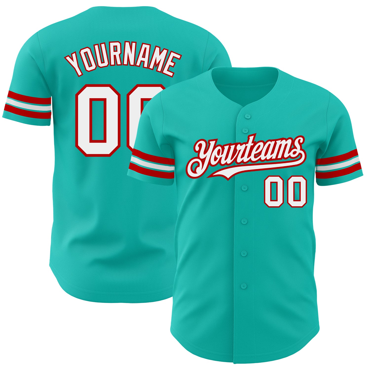 Custom Aqua White-Red Baseball Jersey - Authentic Design for Fans and Players Personalized Aqua White-Red Authentic Baseball
