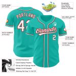 Personalized Custom Name and Number Baseball Jersey - Aqua White-Red Authentic Team Apparel Personalized Aqua White-Red Authentic