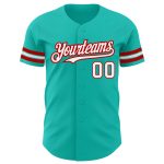 Personalized Aqua White Red Baseball Jersey - Custom Team Apparel 2 Personalized Aqua White-Red Baseball Jersey 2