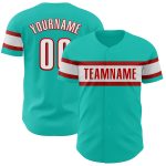 Custom Aqua White Red Baseball Jersey for Kids - Personalized Sports Apparel 3 Personalized Aqua White-Red Baseball Jersey