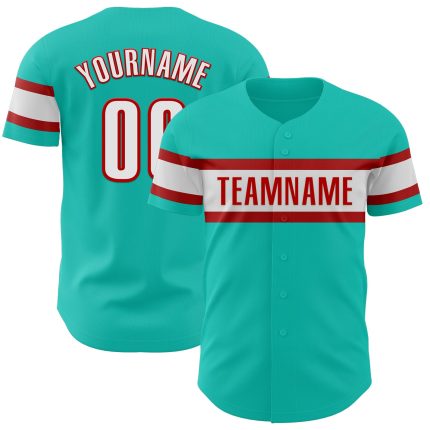 Custom Aqua White Red Baseball Jersey for Kids - Personalized Sports Apparel 3 Personalized Aqua White-Red Baseball Jersey