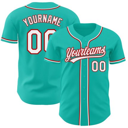 Custom Aqua White Red Baseball Jersey - Personalized Team Sports Apparel Personalized Aqua White-Red Baseball Jersey