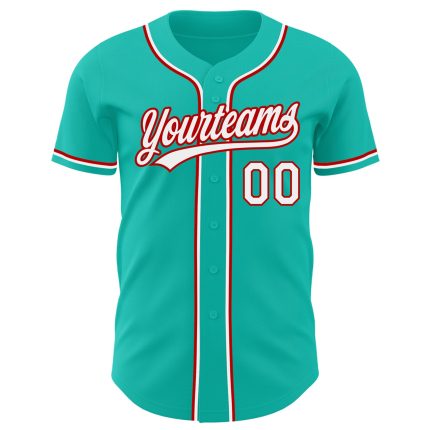Custom Aqua White Red Baseball Jersey - Personalized Team Sports Apparel Personalized Aqua White-Red Baseball Jersey