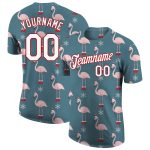 Customized Christmas 3D Performance T-Shirt with Team Name & Number - Aqua White-Red Personalized Aqua White-Red Christmas