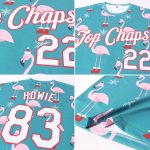 Customized Christmas 3D Performance T-Shirt with Team Name & Number - Aqua White-Red Personalized Aqua White-Red Christmas