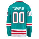 Personalized Hockey Jersey - Aqua White Red Design for Fans and Players Personalized Aqua White-Red Hockey Jersey