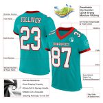 Personalized Authentic Football Jersey in Aqua White-Red Mesh Personalized Aqua White-Red Mesh Authentic Football Jersey