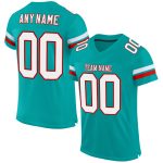Personalized Aqua White Red Mesh Football Jersey for Men Women Kids Personalized Aqua White-Red Mesh Football Jersey
