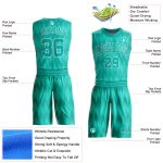 Personalized Aqua White Basketball Jersey Suit Round Neck Sublimation 2 Personalized Aqua White Round Neck Sublimation Basketball
