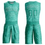Personalized Basketball Jersey Aqua White Round Neck Sublimation Suit Personalized Aqua White Round Neck Sublimation Basketball