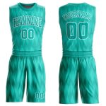 Personalized Aqua White Basketball Jersey Round Neck Sublimation Suit for Men Personalized Aqua White Round Neck Sublimation