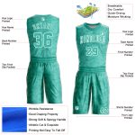Custom Name Number Basketball Jersey - Personalized Aqua White Round Neck Sublimation Suit Personalized Aqua White Round