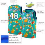 Custom Name Number Authentic Basketball Jersey Summer Hawaii Beach Holiday Aqua White Royal 3D Pattern Personalized Aqua