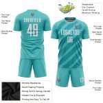 Personalized Aqua White Soccer Jersey Uniform for Sublimation - Custom Sports Apparel 3 Personalized Aqua White Sublimation