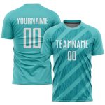 Personalized Aqua White Soccer Jersey Uniform for Sublimation - Custom Sports Apparel 3 Personalized Aqua White Sublimation