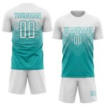 Personalized Soccer Jersey Aqua White Sublimation Uniform for Kids 5 Personalized Aqua White Sublimation Soccer Uniform Jersey