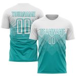 Personalized Soccer Jersey Aqua White Sublimation Uniform for Kids 5 Personalized Aqua White Sublimation Soccer Uniform Jersey