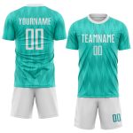 Custom Aqua White Soccer Jersey - Personalized Sublimation Uniform Personalized Aqua White Sublimation Soccer Uniform Jersey