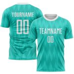 Custom Aqua White Soccer Jersey - Personalized Sublimation Uniform Personalized Aqua White Sublimation Soccer Uniform Jersey