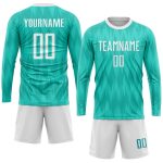 Custom Aqua White Soccer Jersey - Personalized Sublimation Uniform Personalized Aqua White Sublimation Soccer Uniform Jersey