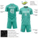 Custom Name and Number Personalized Soccer Jersey Aqua White Sublimation Team Uniform Personalized Aqua White Sublimation