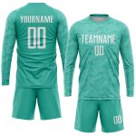 Custom Name and Number Personalized Soccer Jersey Aqua White Sublimation Team Uniform Personalized Aqua White Sublimation