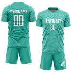 Custom Name and Number Personalized Soccer Jersey Aqua White Sublimation Team Uniform Personalized Aqua White Sublimation