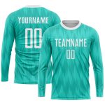 Custom Aqua White Soccer Jersey - Personalized Sublimation Uniform Personalized Aqua White Sublimation Soccer Uniform Jersey