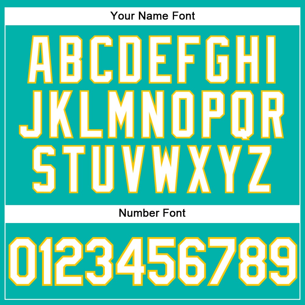 Personalized Aqua White-Yellow Authentic Baseball Jersey Team Custom Name and Number Custom Name and Number Personalized Authentic Baseball Jersey - Aqua White and Yellow Team Jersey Personalized Aqua White-Yellow - Image 5