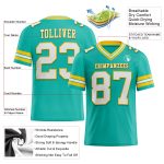Custom Aqua White Yellow Mesh Football Jersey Personalized Aqua White-Yellow Mesh Football Jersey
