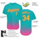 Personalized San Diego City Edition Baseball Jersey - Aqua Yellow-Pink 3D Fade, Custom Name & Number, Authentic Fashion Personalized