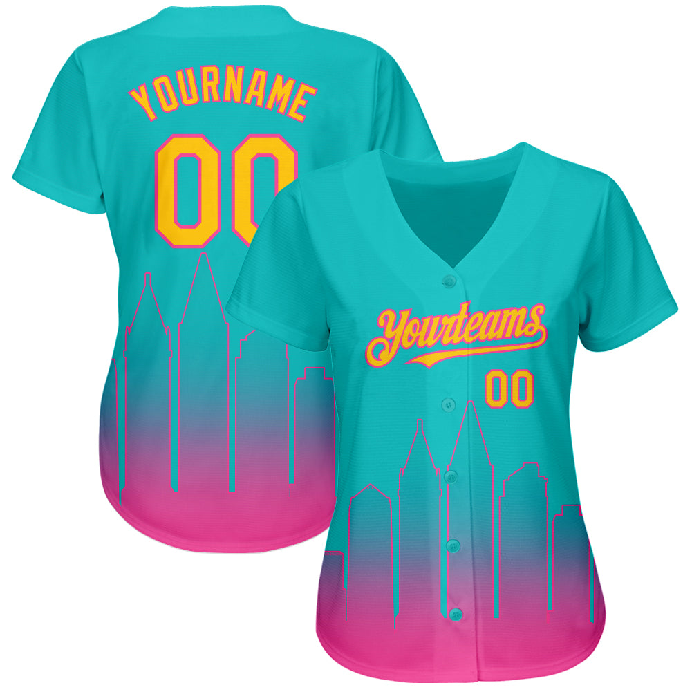 Personalized Aqua Yellow-Pink 3D San Diego City Edition Fade Fashion Authentic Baseball Jersey Team Custom Name and Number Personalized San Diego City Edition Baseball Jersey - Aqua Yellow-Pink 3D Fade, Custom Name & Number, Authentic Fashion Personalized - Image 3
