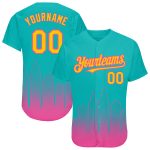 Personalized San Diego City Edition Baseball Jersey - Aqua Yellow-Pink 3D Fade, Custom Name & Number, Authentic Fashion Personalized