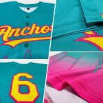 Personalized San Diego City Edition 3D Fashion Baseball Jersey - Aqua Yellow-Pink Fade Design Personalized Aqua Yellow-Pink