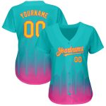 Personalized San Diego City Edition 3D Fashion Baseball Jersey - Aqua Yellow-Pink Fade Design Personalized Aqua Yellow-Pink