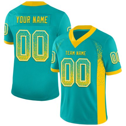 Personalized Custom Aqua Yellow White Football Jersey with Name & Number - Drift Fashion Team Apparel Personalized Aqua Yellow-White
