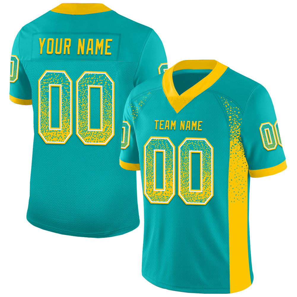 Personalized Custom Aqua Yellow White Football Jersey with Name & Number - Drift Fashion Team Apparel Personalized Aqua Yellow-White