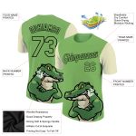 Custom Name and Number Crocodile Performance T-Shirt - Personalized 3D Pattern Design in Aurora Green Black-Cream Personalized