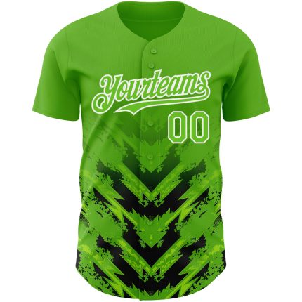 Personalized 3D Abstract Arrow Baseball Jersey in Aurora Green Black-White Personalized Aurora Green Black-White 3D Abstract