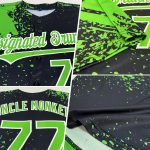 Personalized 3D Abstract Brush Stroke Baseball Jersey in Aurora Green and Black-White Personalized Aurora Green Black-White