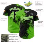 Personalized 3D Abstract Brush Stroke Baseball Jersey in Aurora Green and Black-White Personalized Aurora Green Black-White