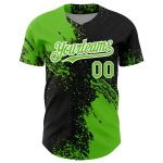 Personalized 3D Abstract Brush Stroke Baseball Jersey in Aurora Green and Black-White Personalized Aurora Green Black-White