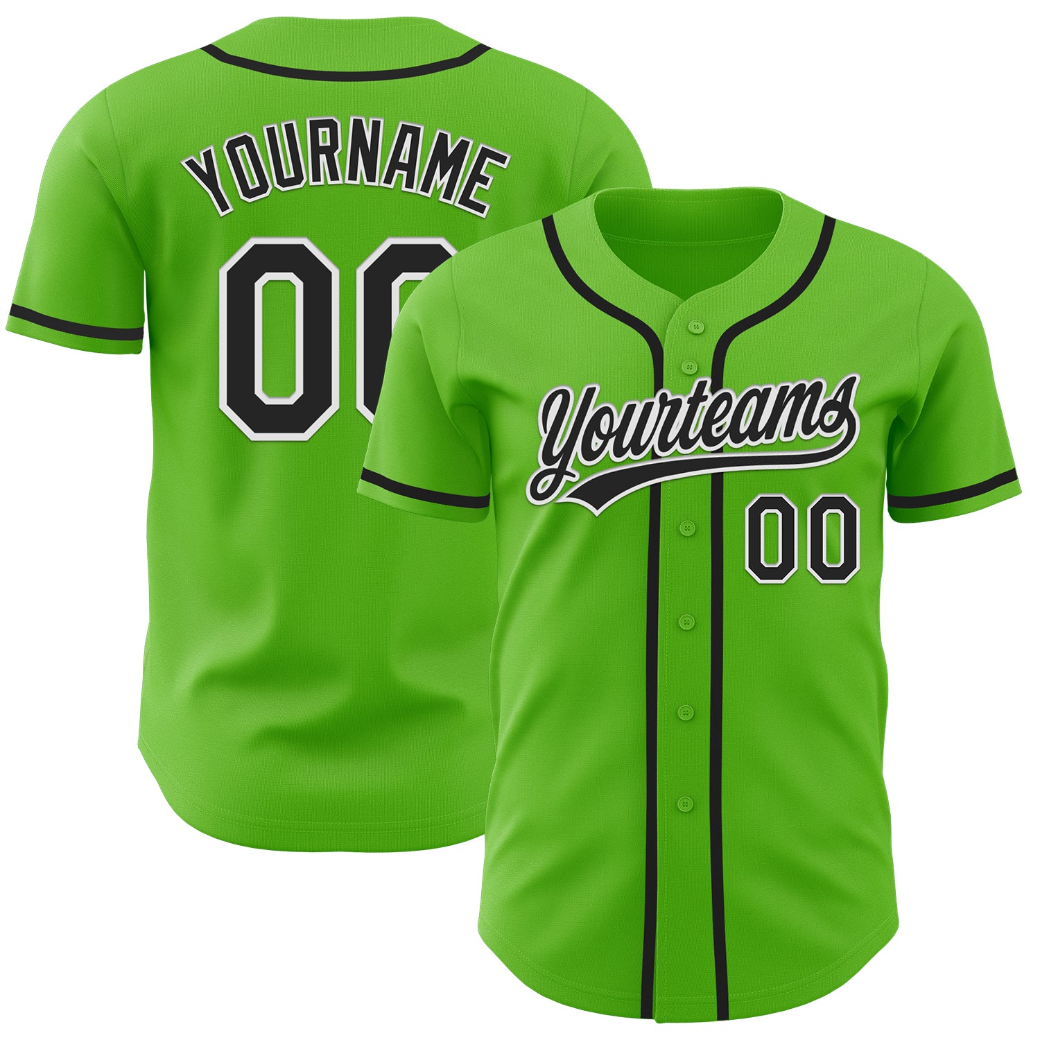 Personalized Green Black White Baseball Jersey - Custom Aurora Design Personalized Aurora Green Black-White Baseball Jersey