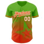 Custom Name and Number Personalized Baseball Jersey with Aurora Green Orange-White Twinkle Star 3D Gradient Design Personalized