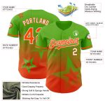 Custom Name and Number Personalized Baseball Jersey with Aurora Green Orange-White Twinkle Star 3D Gradient Design Personalized
