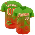 Custom Name and Number Personalized Baseball Jersey with Aurora Green Orange-White Twinkle Star 3D Gradient Design Personalized